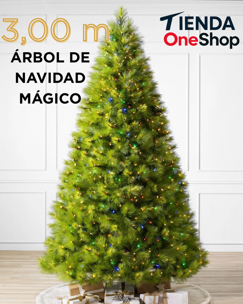 Árbol de Navidad MAGICA 3,00m con mando a distancia y micro LEDs de colores integrados + REGALO.